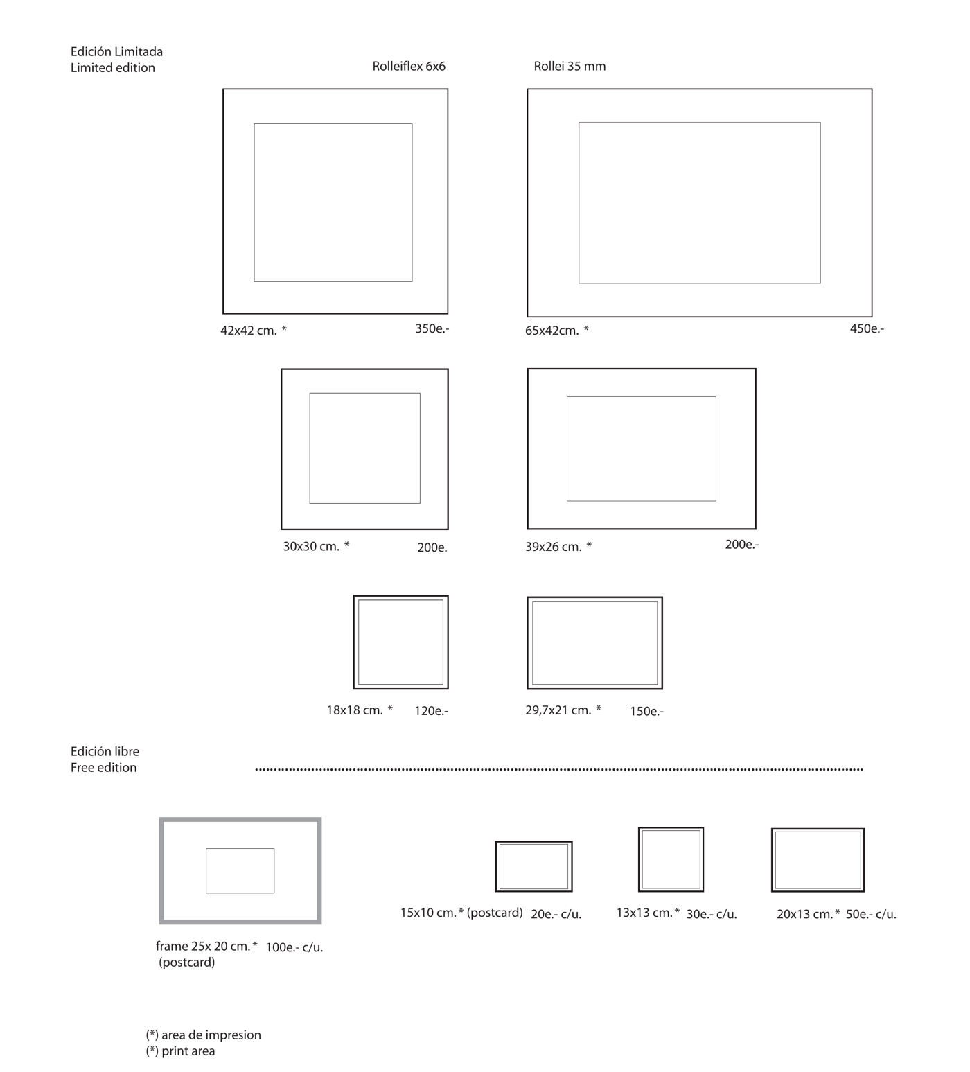 different technique and size for photos